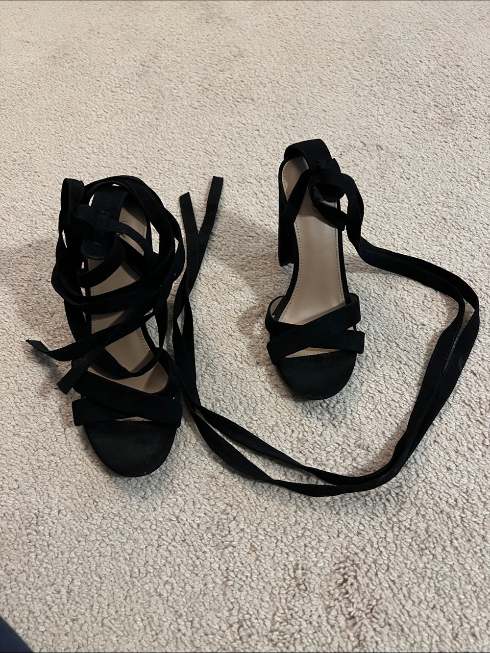Mossimo Supply Co. Black Suede Lace-Up Stiletto Sandals